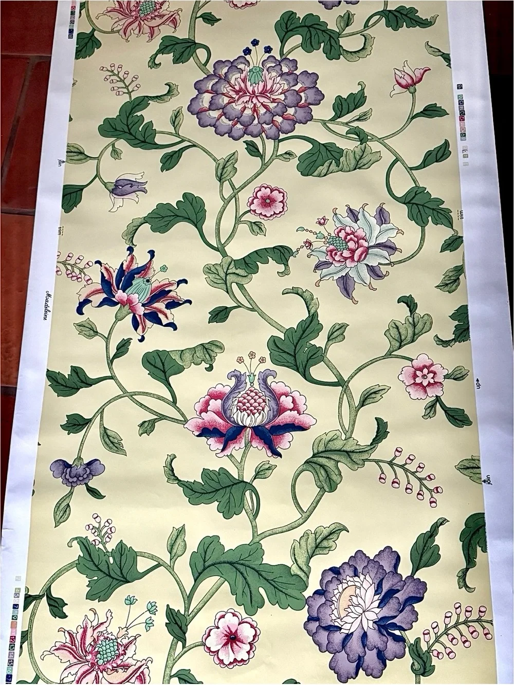 Vintage Wallpaper Botanical Garden Floral Vine English Garden Yellow Used Cottag
